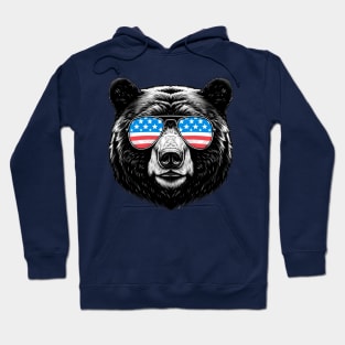 American Black Bear Sunglasses American Flag 4th of July Hoodie